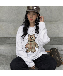 GRAVER（グレーバー）の「[ユニセックス]チェックキャットヴィンテージロングスリーブTシャツ_5カラー（Tシャツ/カットソー）」