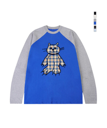 GRAVER（グレーバー）の「[ユニセックス]チェックキャットヴィンテージロングスリーブTシャツ_5カラー（Tシャツ/カットソー）」