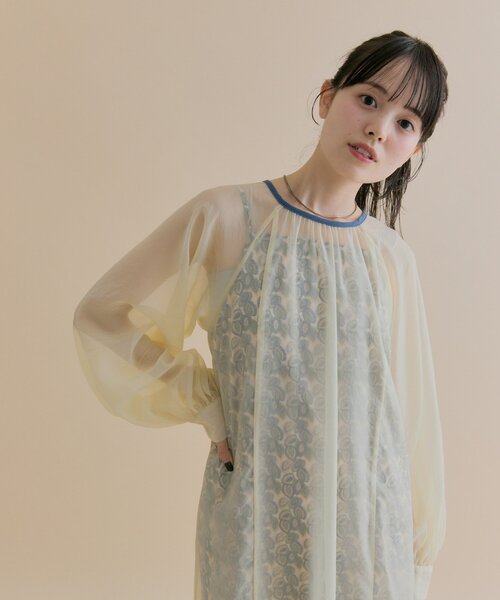 mystic（ミスティック）の「[森川企画/オケージョンアイテム]シアーレイヤード ワンピースSET（ワンピース・レディース・アイボリー/ブラック・1/2）」の2枚目の写真