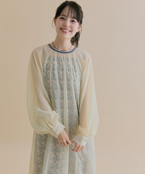 mystic（ミスティック）の「[森川企画/オケージョンアイテム]シアーレイヤード ワンピースSET（ワンピース・レディース・アイボリー/ブラック・1/2）」の5枚目の写真