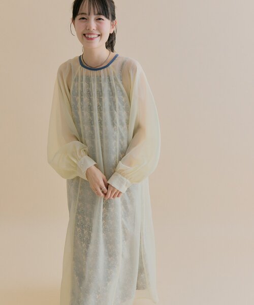 mystic（ミスティック）の「[森川企画/オケージョンアイテム]シアーレイヤード ワンピースSET（ワンピース・レディース・アイボリー/ブラック・1/2）」の7枚目の写真