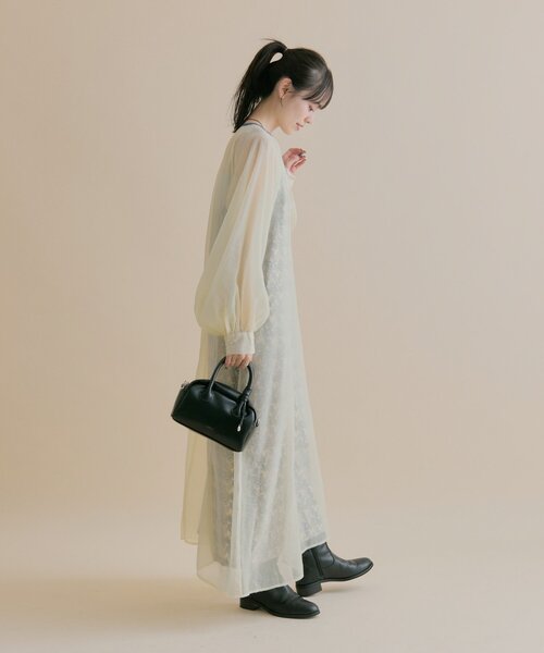 mystic（ミスティック）の「[森川企画/オケージョンアイテム]シアーレイヤード ワンピースSET（ワンピース・レディース・アイボリー/ブラック・1/2）」の8枚目の写真