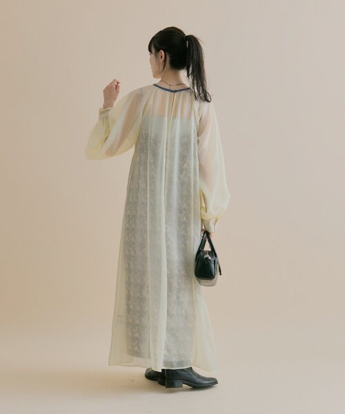 mystic（ミスティック）の「[森川企画/オケージョンアイテム]シアーレイヤード ワンピースSET（ワンピース・レディース・アイボリー/ブラック・1/2）」の9枚目の写真