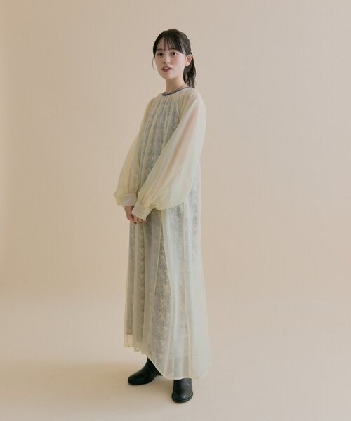 mystic（ミスティック）の「[森川企画/オケージョンアイテム]シアーレイヤード ワンピースSET（ワンピース・レディース・アイボリー/ブラック・1/2）」の11枚目の写真