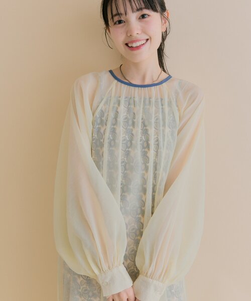 mystic（ミスティック）の「[森川企画/オケージョンアイテム]シアーレイヤード ワンピースSET（ワンピース・レディース・アイボリー/ブラック・1/2）」の12枚目の写真