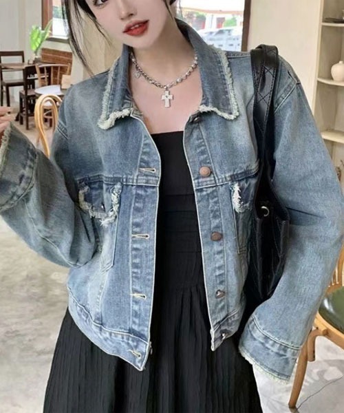 i-dare(アイディア)の「【i-dare】フリンジデニムジャケット(デニムジャケット・レディース・ブルー・SMALL/MEDIUM/LARGE/X-LARGE)」の4枚目の写真
