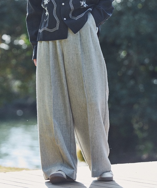 CASPER JOHN（キャスパージョン）の「Imitation linen semi baggy slacks/イミテーションリネンセミバギースラックス（スラックス・メンズ・アイボリー/ブラック/ブルー/オリーブ/ブラウン・X-SMALL/LARGE/SMALL/MEDIUM）」の14枚目の写真