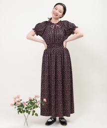 Dot＆Stripes CHILD WOMAN | ポンチsmall roseプリント パフスリーブワンピース(ワンピース)