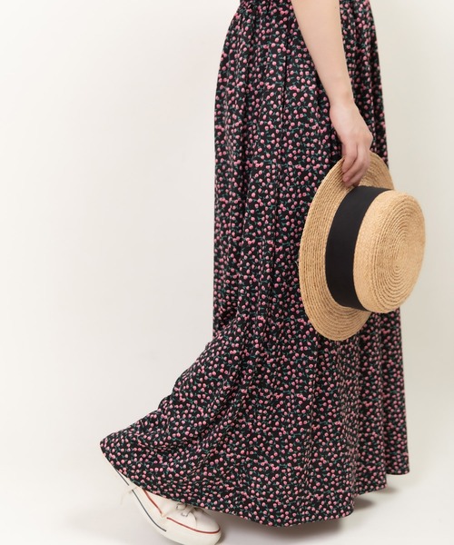 Dot＆Stripes CHILD WOMAN（ドットアンドストライプス　チャイルドウーマン）の「ポンチsmall roseプリント パフスリーブワンピース（ワンピース・レディース・ブラック/ネイビー・FREE）」の22枚目の写真