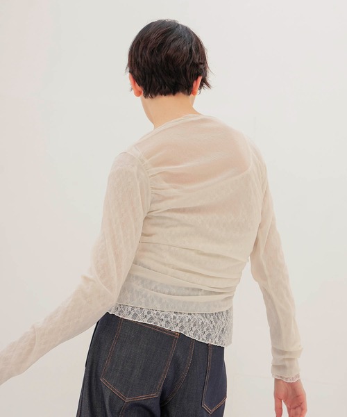 DRESSLAVE(ドレスレイブ)の「organza oblique gather pullover(オーガンザオブリークギャザープルオーバー)(Tシャツ/カットソー・レディース・グリーン/ホワイト・38)」の4枚目の写真