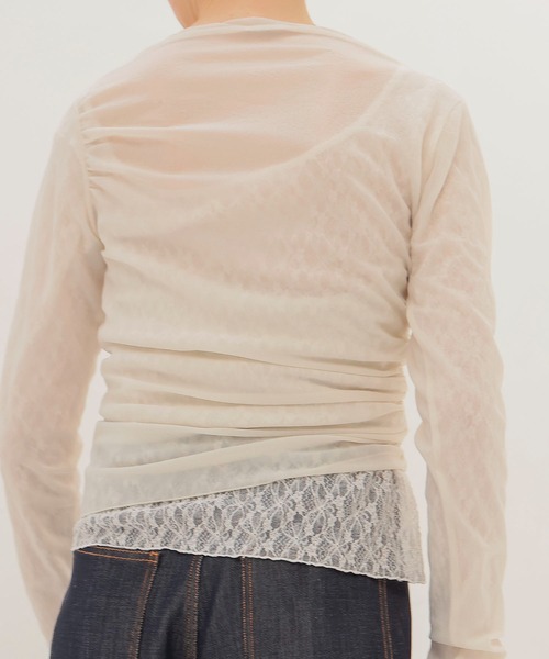 DRESSLAVE(ドレスレイブ)の「organza oblique gather pullover(オーガンザオブリークギャザープルオーバー)(Tシャツ/カットソー・レディース・グリーン/ホワイト・38)」の7枚目の写真