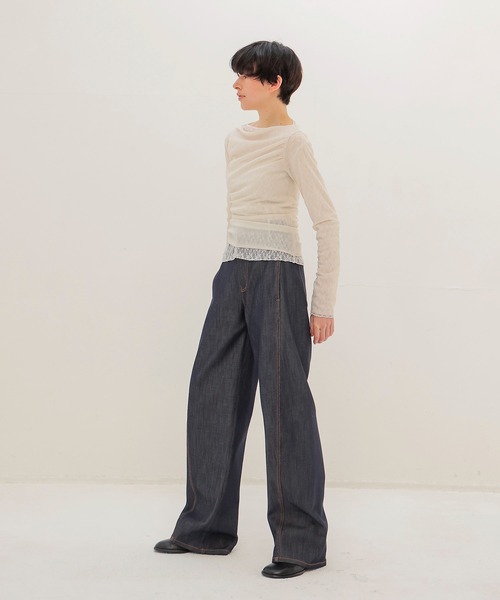 DRESSLAVE(ドレスレイブ)の「organza oblique gather pullover(オーガンザオブリークギャザープルオーバー)(Tシャツ/カットソー・レディース・グリーン/ホワイト・38)」の9枚目の写真