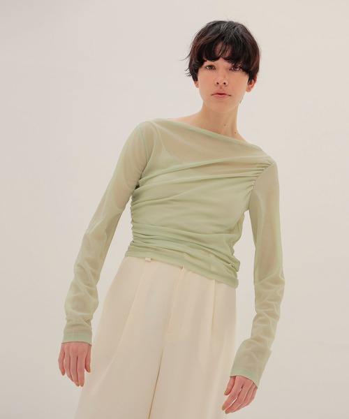 DRESSLAVE(ドレスレイブ)の「organza oblique gather pullover(オーガンザオブリークギャザープルオーバー)(Tシャツ/カットソー・レディース・グリーン/ホワイト・38)」の13枚目の写真