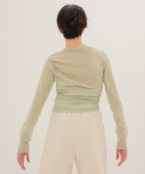 DRESSLAVE(ドレスレイブ)の「organza oblique gather pullover(オーガンザオブリークギャザープルオーバー)(Tシャツ/カットソー・レディース・グリーン/ホワイト・38)」の14枚目の写真