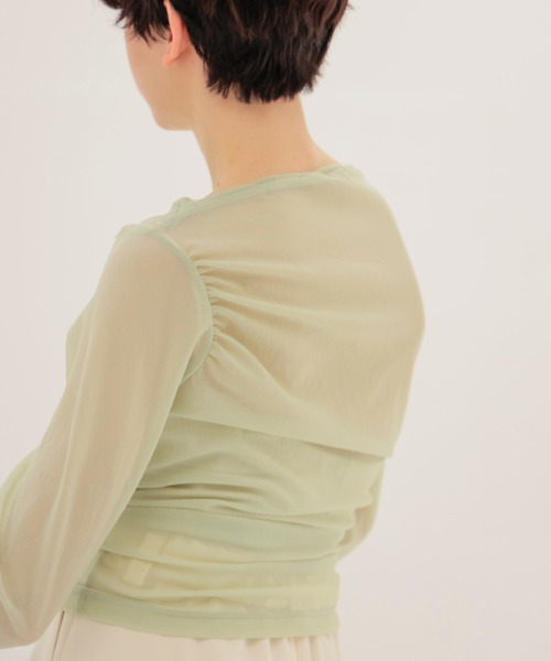 DRESSLAVE(ドレスレイブ)の「organza oblique gather pullover(オーガンザオブリークギャザープルオーバー)(Tシャツ/カットソー・レディース・グリーン/ホワイト・38)」の16枚目の写真