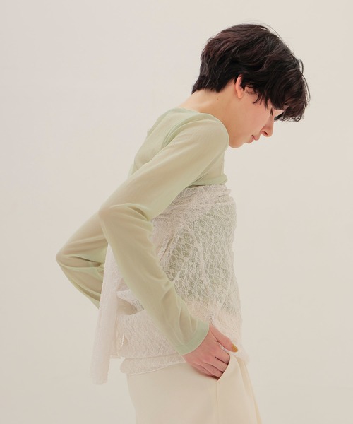DRESSLAVE(ドレスレイブ)の「organza oblique gather pullover(オーガンザオブリークギャザープルオーバー)(Tシャツ/カットソー・レディース・グリーン/ホワイト・38)」の18枚目の写真