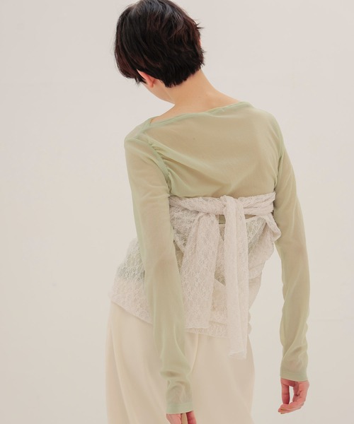 DRESSLAVE(ドレスレイブ)の「organza oblique gather pullover(オーガンザオブリークギャザープルオーバー)(Tシャツ/カットソー・レディース・グリーン/ホワイト・38)」の19枚目の写真