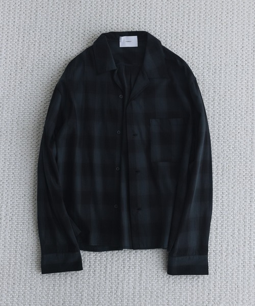 remer(リメール)の「ルーズベーシッククロップドシャツ(モダンチェック柄)/ Loose Basic Cropped Shirt - Modern Check(シャツ/ブラウス・メンズ・ネイビー/モスグリーン・LARGE/MEDIUM/SMALL/X-SMALL)」の1枚目の写真