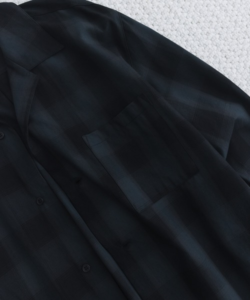 remer(リメール)の「ルーズベーシッククロップドシャツ(モダンチェック柄)/ Loose Basic Cropped Shirt - Modern Check(シャツ/ブラウス・メンズ・ネイビー/モスグリーン・LARGE/MEDIUM/SMALL/X-SMALL)」の6枚目の写真