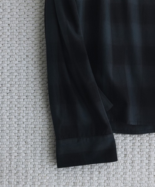 remer(リメール)の「ルーズベーシッククロップドシャツ(モダンチェック柄)/ Loose Basic Cropped Shirt - Modern Check(シャツ/ブラウス・メンズ・ネイビー/モスグリーン・LARGE/MEDIUM/SMALL/X-SMALL)」の7枚目の写真