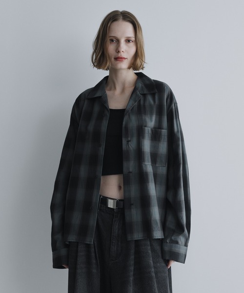 remer(リメール)の「ルーズベーシッククロップドシャツ(モダンチェック柄)/ Loose Basic Cropped Shirt - Modern Check(シャツ/ブラウス・メンズ・ネイビー/モスグリーン・LARGE/MEDIUM/SMALL/X-SMALL)」の14枚目の写真