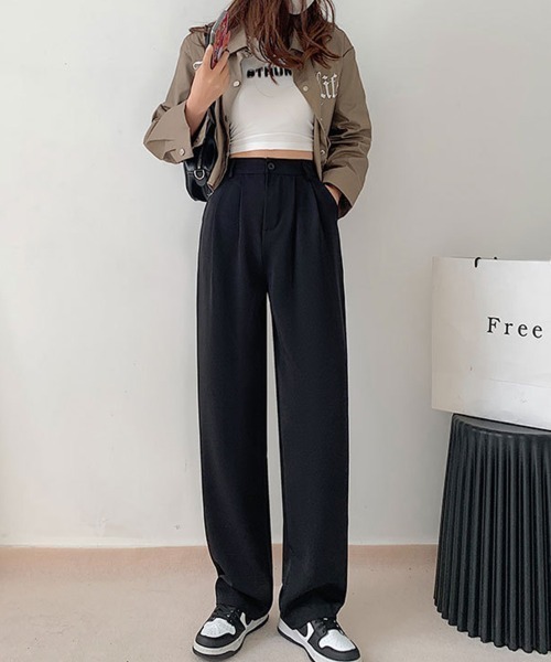 SallyLunn(サリーラン)の「ストレートスラックスパンツ(スラックス・レディース・ベージュ/ホワイト/ブラック/グレー・LARGE/MEDIUM)」の1枚目の写真