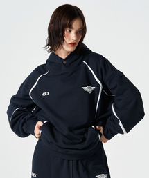 HDEX（エイチデックス）の「ウィングドロゴカラーブロックフードパーカー (ネイビー)（パーカー）」