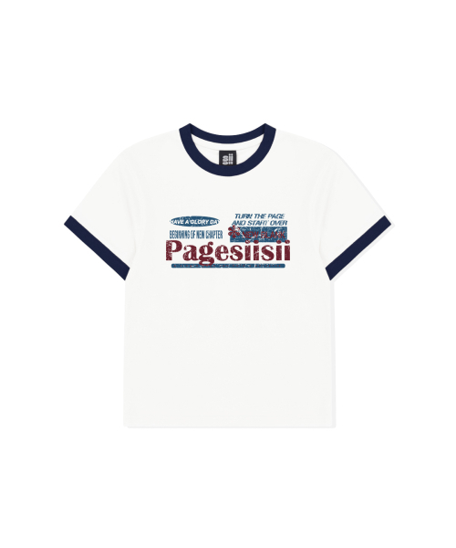 PAGESIISII(ページシシ)の「ヴィンテージブランクプリントリンガー半袖Tシャツネイビー(Tシャツ/カットソー・レディース・その他・MEDIUM)」の2枚目の写真