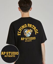 バックフライングパトロールラウンドネック40番手二重織綿半袖Tシャツ_ブラック