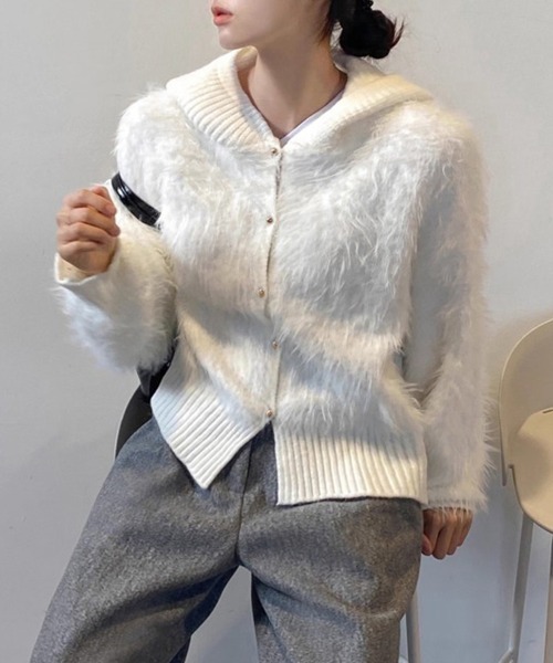 ふわもこフード付きカーディガン（カーディガン/ボレロ）｜ReRe（リリ