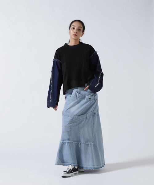 AULA AILA（アウラアイラ）の「AULA AILA/アウラアイラ/別注デニムリメイクスカート（スカート・レディース・ブラック/ブルー・1/0）」の7枚目の写真