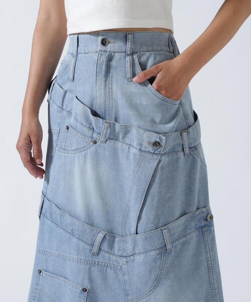 AULA AILA（アウラアイラ）の「AULA AILA/アウラアイラ/別注デニムリメイクスカート（スカート・レディース・ブラック/ブルー・1/0）」の12枚目の写真