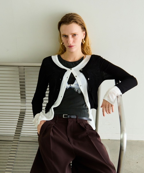 MAISON SPECIAL（メゾンスペシャル）の「【PRE-ORDER】2WAY Neck Bicolor Comfort Top/2WAYネックバイカラーコンフィートップ（その他トップス・レディース・ライトグレー/イエロー/オレンジ/ブラック・FREE）」の2枚目の写真