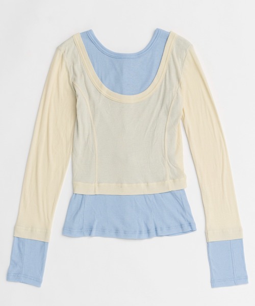 MAISON SPECIAL（メゾンスペシャル）の「【PRE-ORDER】2WAY Neck Bicolor Comfort Top/2WAYネックバイカラーコンフィートップ（その他トップス・レディース・ライトグレー/イエロー/オレンジ/ブラック・FREE）」の6枚目の写真