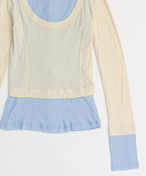 MAISON SPECIAL（メゾンスペシャル）の「【PRE-ORDER】2WAY Neck Bicolor Comfort Top/2WAYネックバイカラーコンフィートップ（その他トップス・レディース・ライトグレー/イエロー/オレンジ/ブラック・FREE）」の10枚目の写真