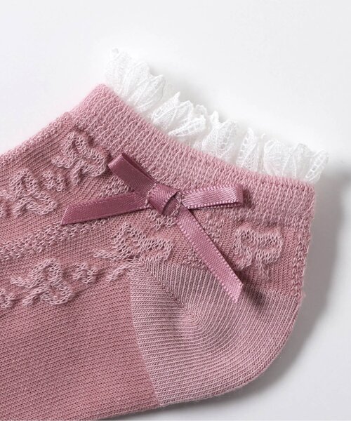 apres les cours(アプレレクール)の「リボン編み柄ショートソックス(ソックス/靴下・キッズ・サーモンピンク/アイボリー/ネイビー・21/18/15 /12)」の10枚目の写真