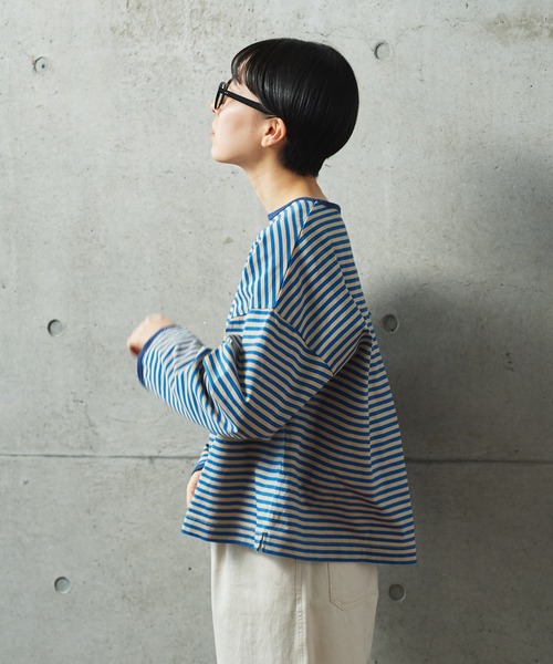 PAR ICI（パーリッシィ）の「ボーダー配色バインダー 長袖BIGカットソー【BASIC COLOR】（Tシャツ/カットソー・レディース・ネイビー/ブルー/レッド・FREE）」の8枚目の写真