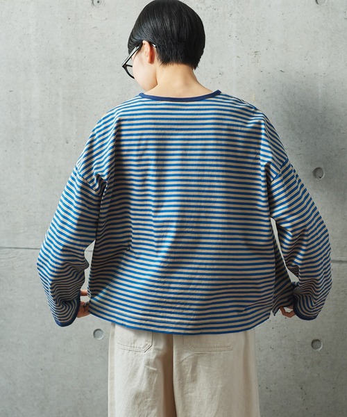 PAR ICI（パーリッシィ）の「ボーダー配色バインダー 長袖BIGカットソー【BASIC COLOR】（Tシャツ/カットソー・レディース・ネイビー/ブルー/レッド・FREE）」の9枚目の写真