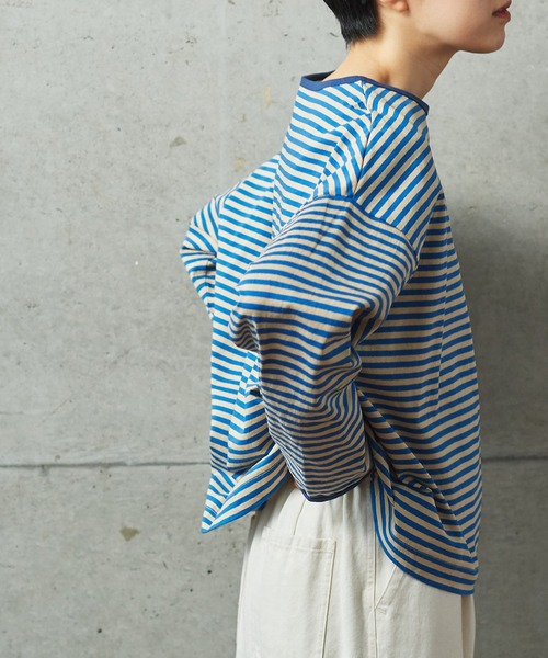 PAR ICI（パーリッシィ）の「ボーダー配色バインダー 長袖BIGカットソー【BASIC COLOR】（Tシャツ/カットソー・レディース・ネイビー/ブルー/レッド・FREE）」の10枚目の写真