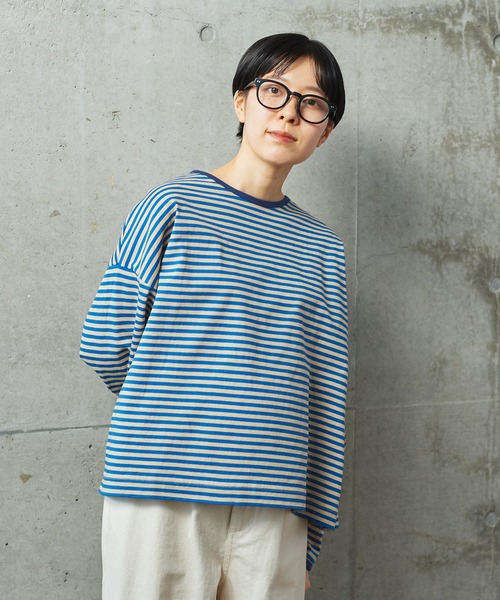 PAR ICI（パーリッシィ）の「ボーダー配色バインダー 長袖BIGカットソー【BASIC COLOR】（Tシャツ/カットソー・レディース・ネイビー/ブルー/レッド・FREE）」の6枚目の写真