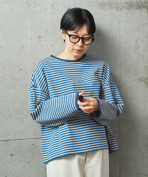 PAR ICI（パーリッシィ）の「ボーダー配色バインダー 長袖BIGカットソー【BASIC COLOR】（Tシャツ/カットソー・レディース・ネイビー/ブルー/レッド・FREE）」の5枚目の写真