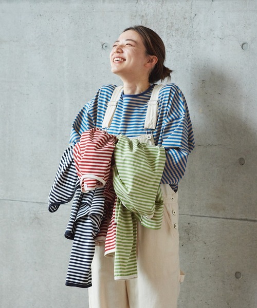 PAR ICI（パーリッシィ）の「ボーダー配色バインダー 長袖BIGカットソー【BASIC COLOR】（Tシャツ/カットソー・レディース・ネイビー/ブルー/レッド・FREE）」の4枚目の写真