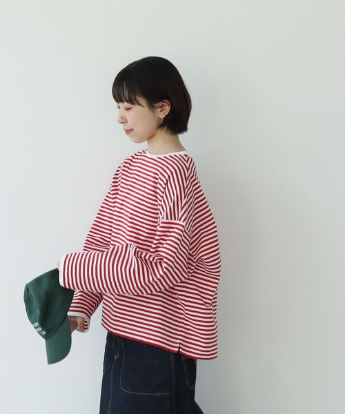 PAR ICI（パーリッシィ）の「ボーダー配色バインダー 長袖BIGカットソー【BASIC COLOR】（Tシャツ/カットソー・レディース・ネイビー/ブルー/レッド・FREE）」の15枚目の写真