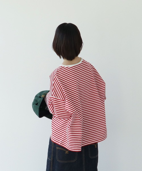 PAR ICI（パーリッシィ）の「ボーダー配色バインダー 長袖BIGカットソー【BASIC COLOR】（Tシャツ/カットソー・レディース・ネイビー/ブルー/レッド・FREE）」の16枚目の写真