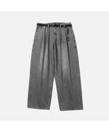 [AW25] WIDE BELTED DENIM PANTS / BLEACHED BLACK