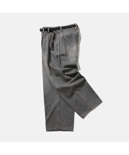 MOIF（モイフ）の「[AW25] WIDE BELTED DENIM PANTS / BLEACHED BLACK（デニムパンツ・メンズ・その他・3(L)/1(S)/2(M)）」の2枚目の写真