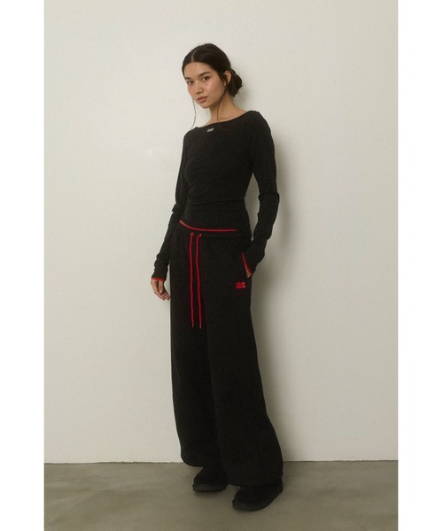 ALEXIA STAM（アリシアスタン）の「Wellness Contrast Logo Sweat Pants /ウェルネス 配色スウェットパンツ（スウェットパンツ・レディース・グレー/ブラック・S/M）」の2枚目の写真