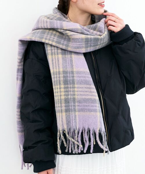 le.coeur blanc（ルクールブラン）の「チェック起毛ストール（ストール/ショール・レディース・パープル系その他2/ブルー系その他2・FREE）」の2枚目の写真