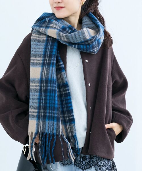 le.coeur blanc（ルクールブラン）の「チェック起毛ストール（ストール/ショール・レディース・パープル系その他2/ブルー系その他2・FREE）」の14枚目の写真