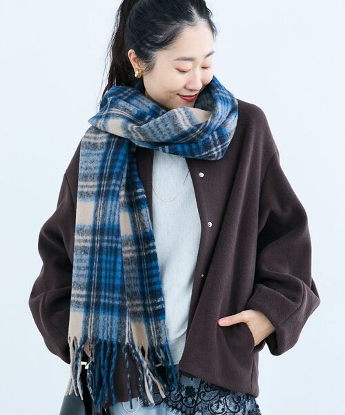le.coeur blanc（ルクールブラン）の「チェック起毛ストール（ストール/ショール・レディース・パープル系その他2/ブルー系その他2・FREE）」の12枚目の写真